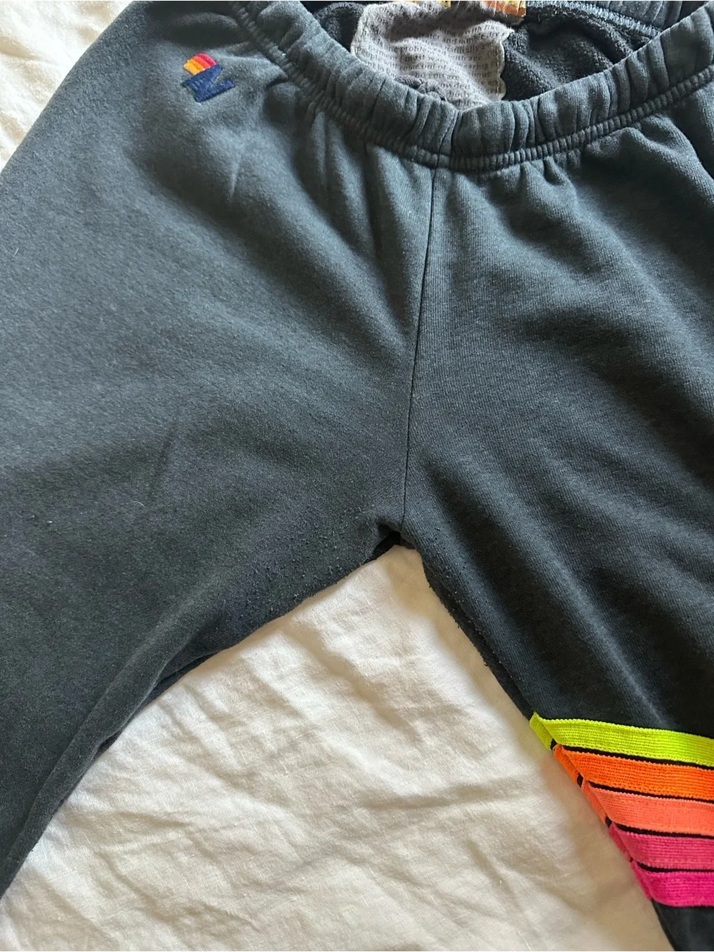 Aviator Nation Charcoal Joggers with Neon Rainbow Side Stripe - Picture 6 of 6